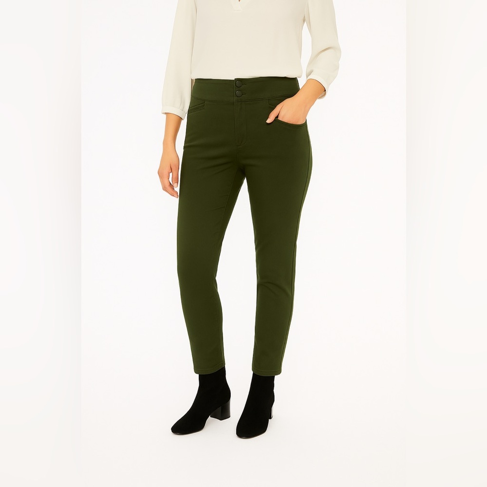 LOFT High Rise Olive Green Skinny Pants – 3 Button – Size 14
